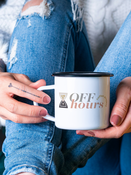 Enamel Camp Cup Off Hours Coffee Branded